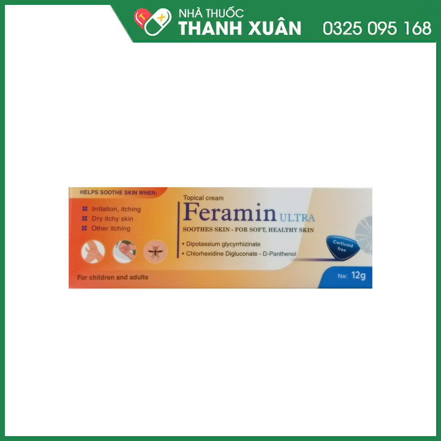 Feramin Ultra kem bôi ngoài da giúp hỗ trợ giảm kích ứng, mẩn ngứa, mờ thâm da